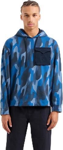 Armani Exchange Men's Camo Print with Contrast Pocket Hooded Sweatshirt in Saudi Arabia