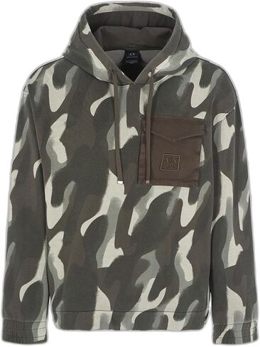 Armani Exchange Men's Camo Print with Contrast Pocket Hooded Sweatshirt in Saudi Arabia