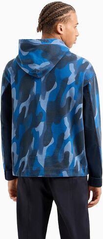 Armani Exchange Men's Camo Print with Contrast Pocket Hooded Sweatshirt in Saudi Arabia