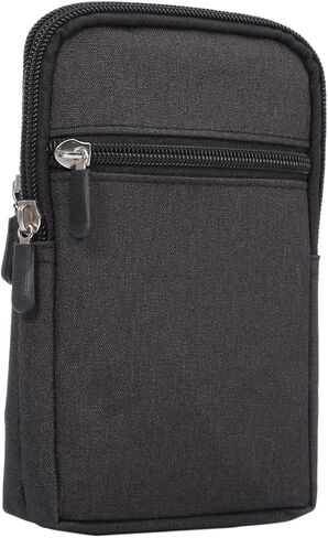 حافظة الهاتف المحمول للرجال مع مقطع حزام ، حقيبة حزام الهاتف الخليوي الأسود ، الهاتف الذكي حقيبة السوستة الهاتف المحمول حقيبة الخصر محفظة حزمة الحزمة مع كارابنر لحلق الحزام للرياضة في الهواء الطلق in Kuwait