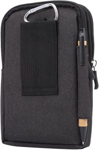 حافظة الهاتف المحمول للرجال مع مقطع حزام ، حقيبة حزام الهاتف الخليوي الأسود ، الهاتف الذكي حقيبة السوستة الهاتف المحمول حقيبة الخصر محفظة حزمة الحزمة مع كارابنر لحلق الحزام للرياضة في الهواء الطلق in Kuwait