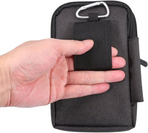 حافظة الهاتف المحمول للرجال مع مقطع حزام ، حقيبة حزام الهاتف الخليوي الأسود ، الهاتف الذكي حقيبة السوستة الهاتف المحمول حقيبة الخصر محفظة حزمة الحزمة مع كارابنر لحلق الحزام للرياضة في الهواء الطلق in Kuwait