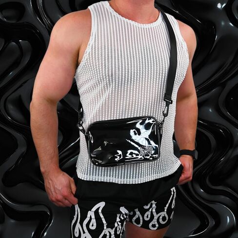 Clear Crossbody Bag - Neon Rave Bag - Clear Festival Bag for Women Men - Jelly Bag - Vegan Leather Carry Bag in Kuwait