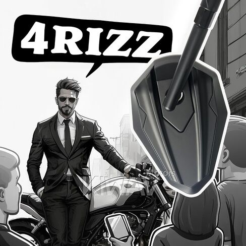 KiWAV 4Rizz Black Motorcycle Rear View Mirrors Universal Fit 10mm 8mm Metric Bikes Scooters Chopper Cafe Racer Sold as 1 Pair in Saudi Arabia