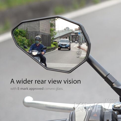 KiWAV 4Rizz Black Motorcycle Rear View Mirrors Universal Fit 10mm 8mm Metric Bikes Scooters Chopper Cafe Racer Sold as 1 Pair in Saudi Arabia