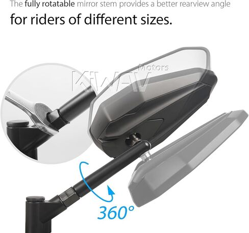 KiWAV 4Rizz Black Motorcycle Rear View Mirrors Universal Fit 10mm 8mm Metric Bikes Scooters Chopper Cafe Racer Sold as 1 Pair in Saudi Arabia