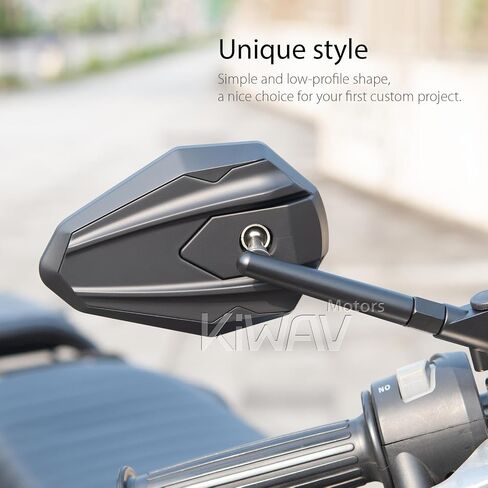 KiWAV 4Rizz Black Motorcycle Rear View Mirrors Universal Fit 10mm 8mm Metric Bikes Scooters Chopper Cafe Racer Sold as 1 Pair in Saudi Arabia