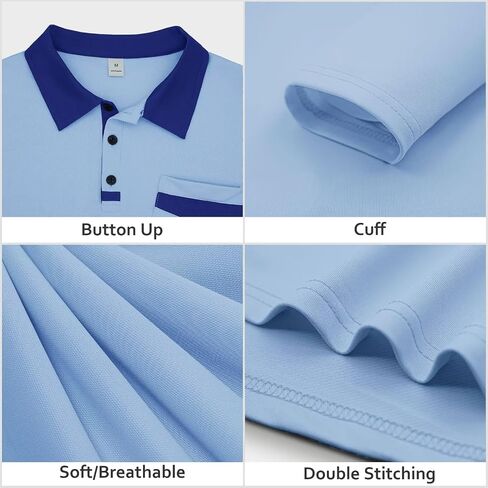 DEEX Men's Polo Shirts Long Sleeve Casual Fashion Polo Tee Shirts Color Block Slim Fit Golf Polo Shirt with Pocket in Saudi Arabia