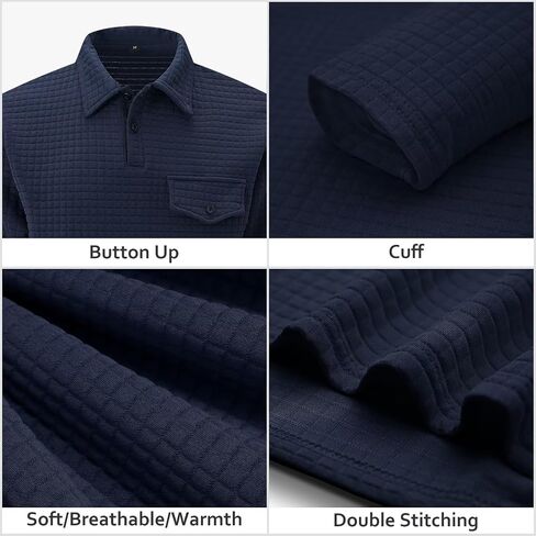 DEEX Men's Polo Shirts Long Sleeve Casual Fashion Polo Tee Shirts Color Block Slim Fit Golf Polo Shirt with Pocket in Saudi Arabia
