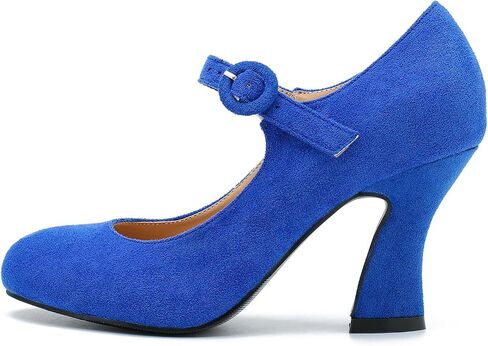 Women's Pumps Ankle Strap High Heels Close Toe Classic Comfortable Chunky Heel Mary Jane Shoes for Women Dressy Wedding Party in Saudi Arabia