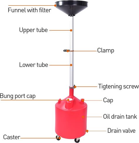 5 Gallon Portable Oil Lift Drain, Steel Oil Drain, Adjustable Height Waster Oil Drain for Changing car and Truck Motor Oil, Red in Saudi Arabia
