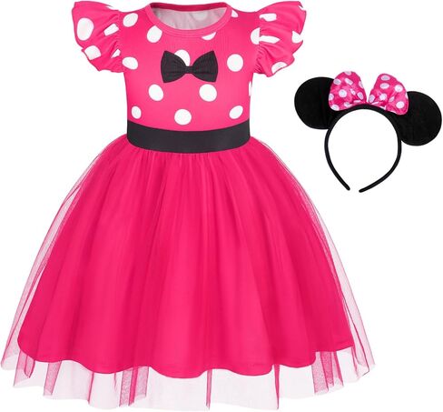 Benylion Girl Christmas Dress Polka Dots Bowknot Tulle Dress Birthday Party Cosplay Fancy Costumes for Girls Christmas Gifts in Saudi Arabia