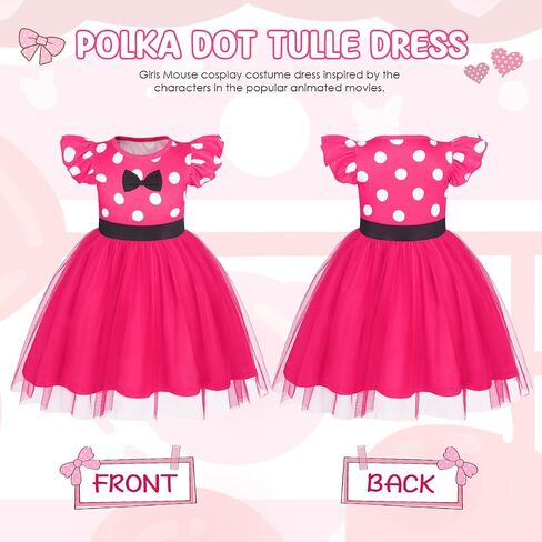 Benylion Girl Christmas Dress Polka Dots Bowknot Tulle Dress Birthday Party Cosplay Fancy Costumes for Girls Christmas Gifts in Saudi Arabia