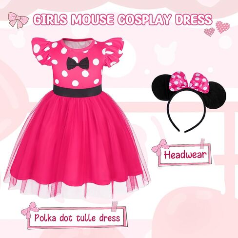 Benylion Girl Christmas Dress Polka Dots Bowknot Tulle Dress Birthday Party Cosplay Fancy Costumes for Girls Christmas Gifts in Saudi Arabia