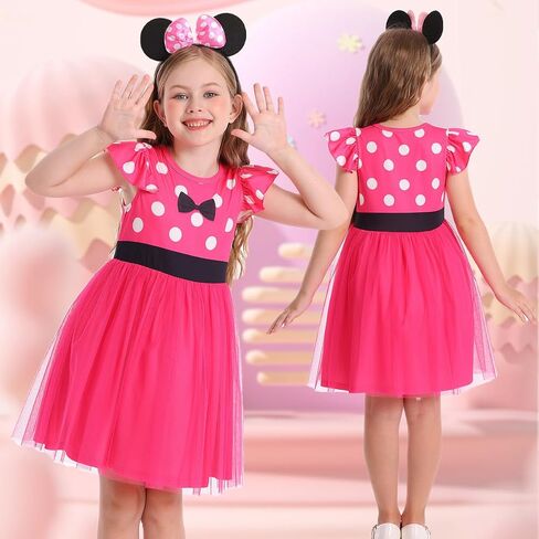 Benylion Girl Christmas Dress Polka Dots Bowknot Tulle Dress Birthday Party Cosplay Fancy Costumes for Girls Christmas Gifts in Saudi Arabia