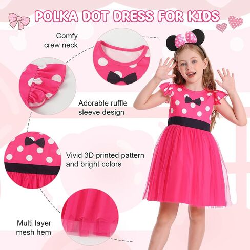 Benylion Girl Christmas Dress Polka Dots Bowknot Tulle Dress Birthday Party Cosplay Fancy Costumes for Girls Christmas Gifts in Saudi Arabia