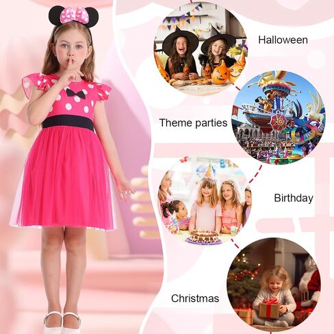 Benylion Girl Christmas Dress Polka Dots Bowknot Tulle Dress Birthday Party Cosplay Fancy Costumes for Girls Christmas Gifts in Saudi Arabia
