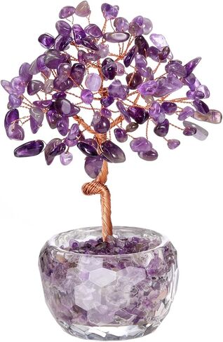 Jovivi Amethyst Crystal Trees,Natural Gemstone Amethyst Bonsai Money Tree of Life Purple Healing Crystals Home Office Desk Decor for Women Birthday Gifts in Saudi Arabia
