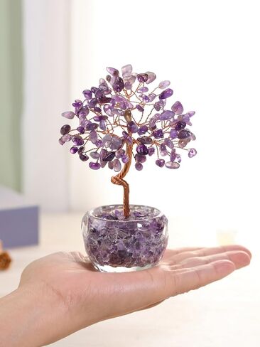Jovivi Amethyst Crystal Trees,Natural Gemstone Amethyst Bonsai Money Tree of Life Purple Healing Crystals Home Office Desk Decor for Women Birthday Gifts in Saudi Arabia