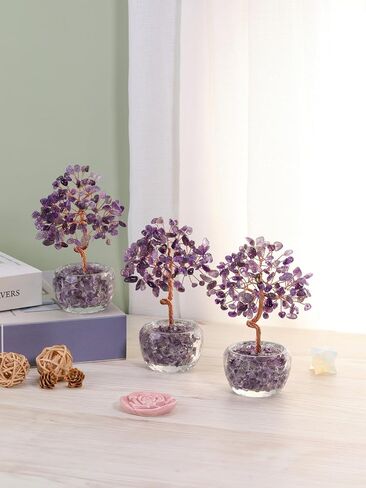 Jovivi Amethyst Crystal Trees,Natural Gemstone Amethyst Bonsai Money Tree of Life Purple Healing Crystals Home Office Desk Decor for Women Birthday Gifts in Saudi Arabia