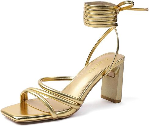 Amoji Women 3 Inch Strappy Heels Lady Strap Up Heeled Sandal Wedding Party Shoes 331 in Saudi Arabia