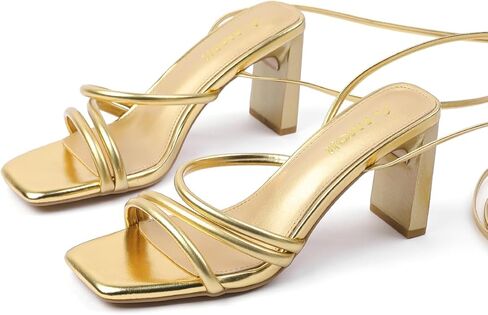 Amoji Women 3 Inch Strappy Heels Lady Strap Up Heeled Sandal Wedding Party Shoes 331 in Saudi Arabia
