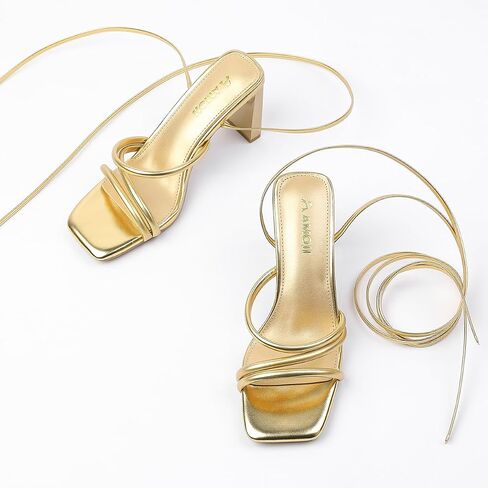 Amoji Women 3 Inch Strappy Heels Lady Strap Up Heeled Sandal Wedding Party Shoes 331 in Saudi Arabia