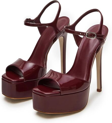 UBWDU Stiletto High Platform Cheels for Women Square Open Tee Tee Strap Cheeled Sandals Proom Shole Shoes Shoes in Kuwait