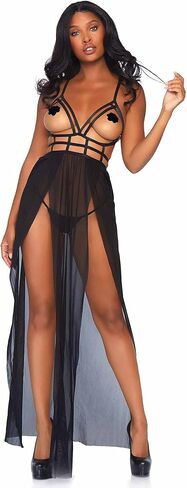 شارع الساق شارع القفص للسيدات الفستان Maxi ومجموعة G-string ، أسود ، ميديوم صغير in Saudi Arabia