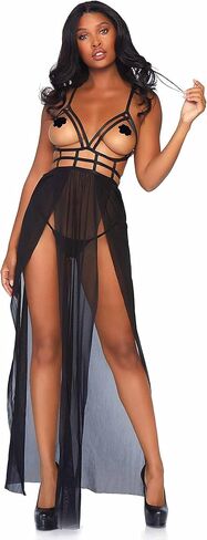 شارع الساق شارع القفص للسيدات الفستان Maxi ومجموعة G-string ، أسود ، ميديوم صغير in Saudi Arabia