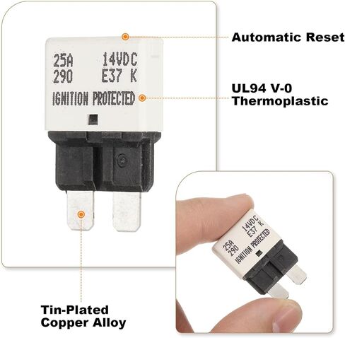 DMiotech Automatic Mini Reset Fuse, 14V DC 3A ATC/ATO Auto Circuit Breaker Reset Fuses Low Profile Blade Fuses for Car Truck SUV Marine Boat Motorcycle, Purple in Kuwait