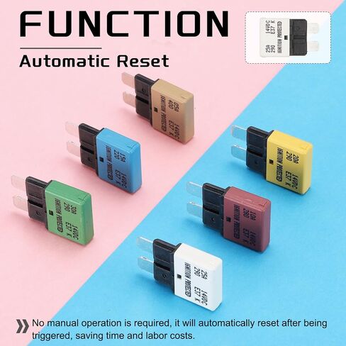DMiotech Automatic Mini Reset Fuse, 14V DC 3A ATC/ATO Auto Circuit Breaker Reset Fuses Low Profile Blade Fuses for Car Truck SUV Marine Boat Motorcycle, Purple in Kuwait