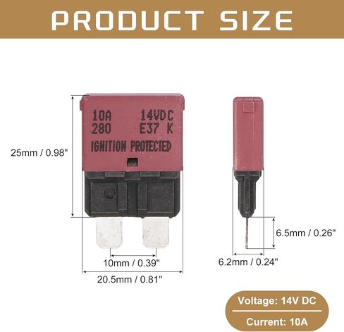 DMiotech Automatic Mini Reset Fuse, 14V DC 3A ATC/ATO Auto Circuit Breaker Reset Fuses Low Profile Blade Fuses for Car Truck SUV Marine Boat Motorcycle, Purple in Kuwait
