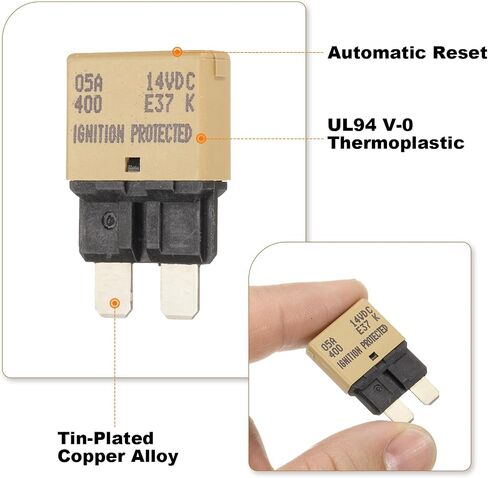 DMiotech Automatic Mini Reset Fuse, 14V DC 3A ATC/ATO Auto Circuit Breaker Reset Fuses Low Profile Blade Fuses for Car Truck SUV Marine Boat Motorcycle, Purple in Saudi Arabia