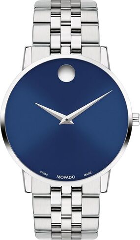 Movado Museum Classic Men's Swiss Quartz Watch - Stainless Steel, Link Bracelet - Water Resistance 3ATM/30 Meters - Classic Luxury Timepiece - Gift for Him - 40mm in Kuwait