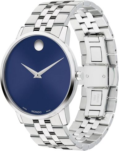Movado Museum Classic Men's Swiss Quartz Watch - Stainless Steel, Link Bracelet - Water Resistance 3ATM/30 Meters - Classic Luxury Timepiece - Gift for Him - 40mm in Kuwait