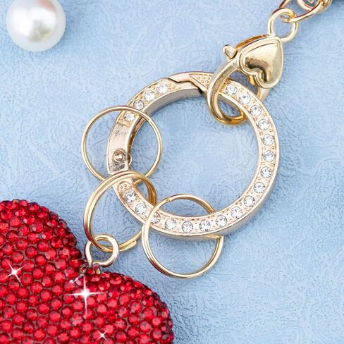 Cute Heart Keychains for Women & Girls, Bling Bag Charms with Wristlet Keys, Purse Charms for Handbags, Pompom Key Chain in Saudi Arabia