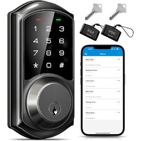 Veise VE06 Smart Deadbolt with App Control, Keyless Entry Smart Lock for Front Door, Electronic Digital Door Lock with Code, Easy Install, Matte Black