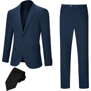 Men's Suit Slim Fit 2 Piece Suits for Men, Two Button Blazer Jacket Pants Set with Tie for Wedding Business Dinner