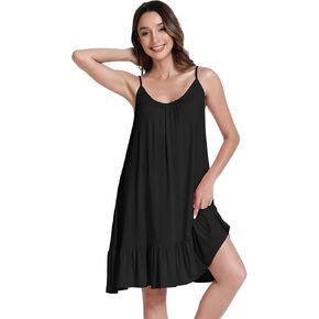 NACHILA Nightgowns for Women-Viscose Made from Bamboo,Sleeveless Sleep Dress Spaghetti Strap Sleepwear Chemise Slip Dress
