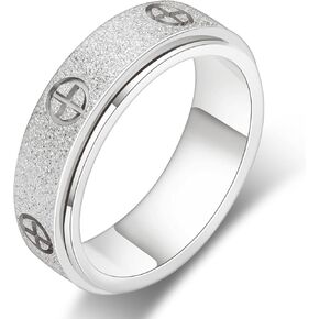 Dainty Gold Fidget Rings for Women: Stunning Fidget Toys & Fidget Spinners for Adults -18K Gold Plated Cross Rings, Love Ring & Eternity Band for Couples