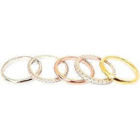 5 Bands Stackable Rings for Women - 14K Gold Plated and Zirconia Stacking Rings, Tarnish Resistant, Elegant and Durable