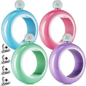 سوار دندات 4 PCS للنساء مع 4 مسارات 3.5 أوقية سوار 304 الإسورة الفولاذ المقاوم للصدأ للبنات مع غطاء للتهديد الزفاف (الأخضر ، الأرجواني ، الأزرق ، الوردي)