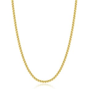 18K Real Gold Over 925 Sterling Silver Chain Necklace for Women, 1.5mm/2mm Silver/Gold Box Chain, Thin & Dainty & Shiny Women's Chain Necklace 16-26 Inch