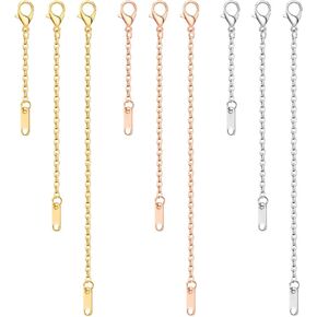 9pcs Necklace Extender 2", 4", 6" Delicate Necklace Extender Chain Set Stainless Steel Chain Extenders for Women Necklaces Jewelry Chain Extenders for Bracelet Anklet (Gold/Silver/Rose Gold)