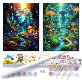 MBNTJHT DIY Landscape Paint by Numbers Kit on Canvas Rolled,2 Pack HD Canvas for Easy Acrylic Painting Kits in Colorful Box,National Park Painting Art Kits for Home Wall Decor 12X16 Inch.