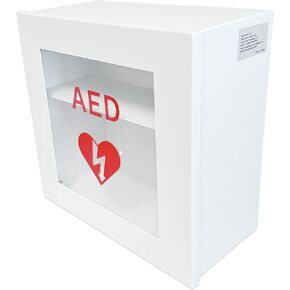 Non Alarmed AED Defibrillator Wall Mounted Storage Cabinet - 14.5'' x 7'' x 13.75'' Steel AED Holder Defibrillator Cabinet for Emergency at Church, Fitness Center, Home, Office, Warehouse