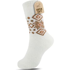 Angora Wool Socks - Machine Washable Dry-Foot Fuzzy Warm Breathable Soft Unisex Indoor/Outdoor Socks for Women and Men