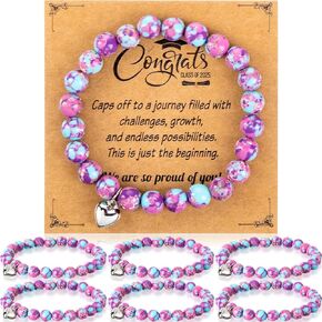 6 pcs 2025 Graduation Gifts Bracelet Graduation Gift Grade Inspirational Gifts Bracelet With Cool Cards for High School College Kindergarten Middle School Graduate