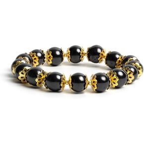 HITT Shungite Emf Protection Shungite Bracelet 7.5 In Stretchy, 10 Mm Beads Bracelet Protection Karelian Heritage Emf Blocker Jewelry for Women